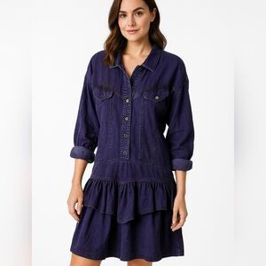 Rickie Freeman For Teri Jon Vintage 90s Old School Dark Wash Denim Jean Dress 10